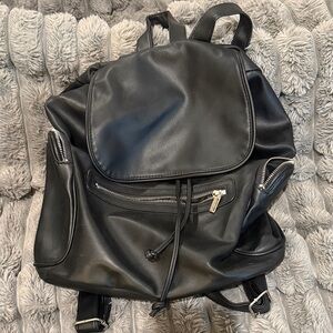 Black faux Leather Backpack purse